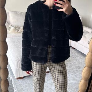 14th & Union Black Teddy fur Jacket coat hoodless